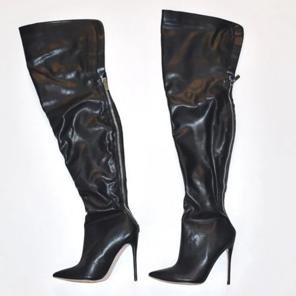 Sky high thigh high stiletto OTK boots, super hot, back zip